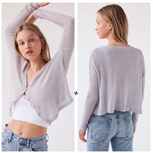 Urban Outfitters Courtney Button Gray Cardigan